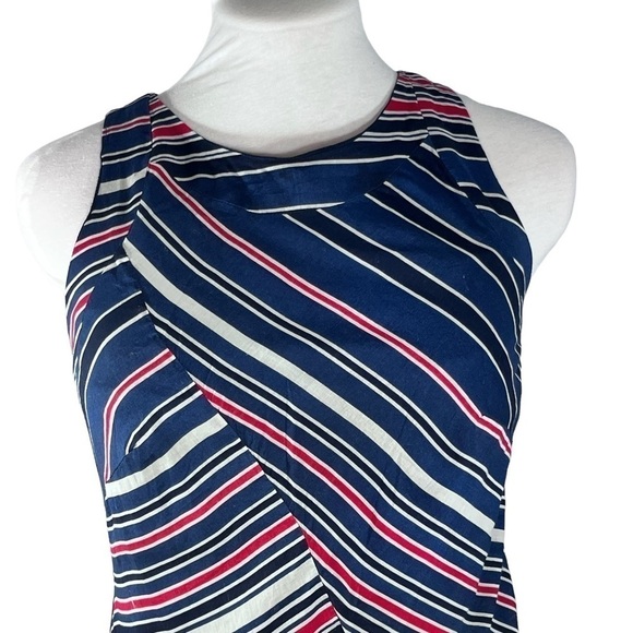 Le Lis Blanc mini dress sleeveless asymmetrical stripe linen lined size 40 - Picture 4 of 14